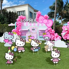 Hello Kitty Themed Yard Signs Party Birthday Outdoor Decorations Stakes Supplies