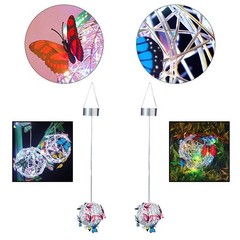 Dazzling Outdoor Solar Lighted Hanging Mesh Orb with Butterfly Decoration
