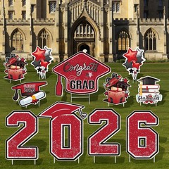 Large 11 PCS Graduation Yard Signs, Class of 2026 Congrats Grad Outdoor Lawn Yar