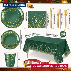 Tegeme 256 Pcs Graduation Dark Green and Gold Dot Party Supplies Decoration Pape
