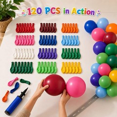 120 PCS Balloons Assorted Colors, 12 Inch Latex Balloons Bulk with 12 Bright …