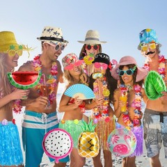 Bulk Summer Hawaiian Photo Booth Props, Luau Photo Props, Funny Hawaiian Sung…