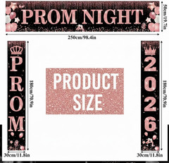3 Pcs Prom Night Decorations 2026 Graduation Party Supplies Pink Glitter Prom Se