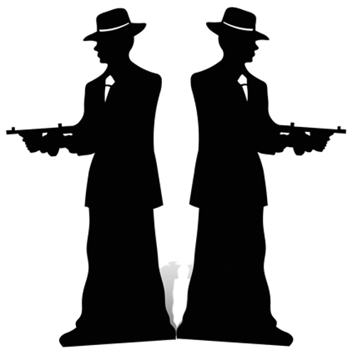 Gangster Silhouette Double Pack Cardboard Cutout Figure 185cm Tall-At your Party