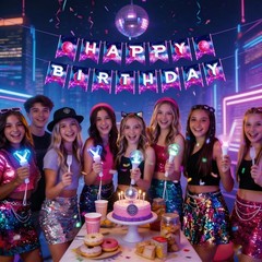 Kpop Birthday Decorations Banner Pink Purple Magical Music Theme Party Decora…