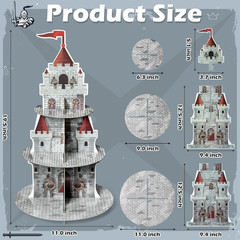 Cupcake Stand 3 Tiers Medieval Knight Cake Holder Castle Grey, Red