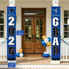 2026 Graduation Banner – Blue Class of 2026 Celebration Decor for Indoor/Outd…