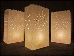 CleverDelights White Luminary Bags – 20 Count – Sunburst Design – Wedding Party