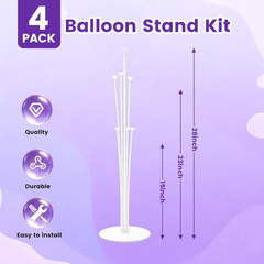 4 Sets Balloon Stand Kit for Table, Balloon Sticks with Base Birthday Graduation