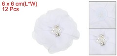 12Pcs 2″ Chiffon Flowers with Rhinestone Pearl Sewing Fabric Flowers, White