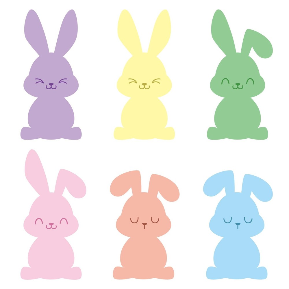 54 PCS 5.9 Inch Easter Bunny Paper Cutouts Colorful DIY Craft With Glue