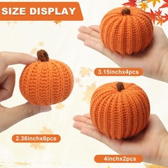 12-Pack Fall Crochet Pumpkins Handmade Fall Decor Set with 2.36, 3.15, 4inch …