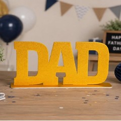 Large DAD Glittery Gold Foam Dining Table Cenerpiece Father’s Day 21″x11″ #279
