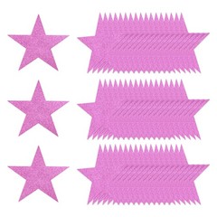 80 Pcs Glitter Star Cutouts, 5 Inch Star Shape Glitter Paper, Pink