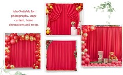 8x10FT Red Backdrop Curtains for Wedding Parties, Wrinkle Polyester Photo