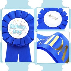 Birthday Boy Decorations Set – Includes Boy Sash, Award Ribbon Badge for