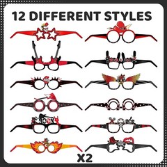 24 PCS Rock and Roll Party Decorations Rock Star Paper Glasses Rock Photo Boo…