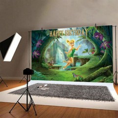 Tinkerbell Backdrop Girls Cartoon Happy Birthday Party Photo Background Banner