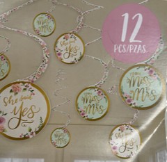 Bridal Shower or Hens Night Hanging Swirl Decorations She Said Yes