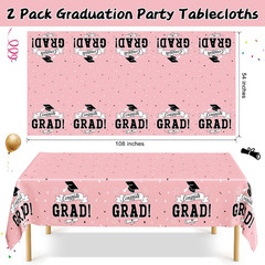 2 PCS Graduation Tablecloth, 108″ X 54″ Pink Graduation Decorations 2026, Dispos