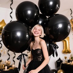 18 Inch Black Balloons 12 Pack Large Latex Party Balloons Round Helium Balloo…