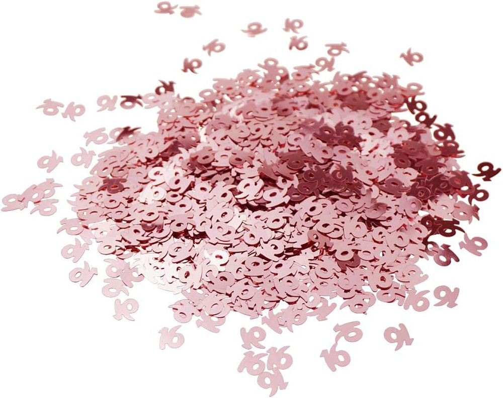 Rose Gold 16Th Birthday Metallic Sequins Sweet 16 Confetti for Tables & Annivers