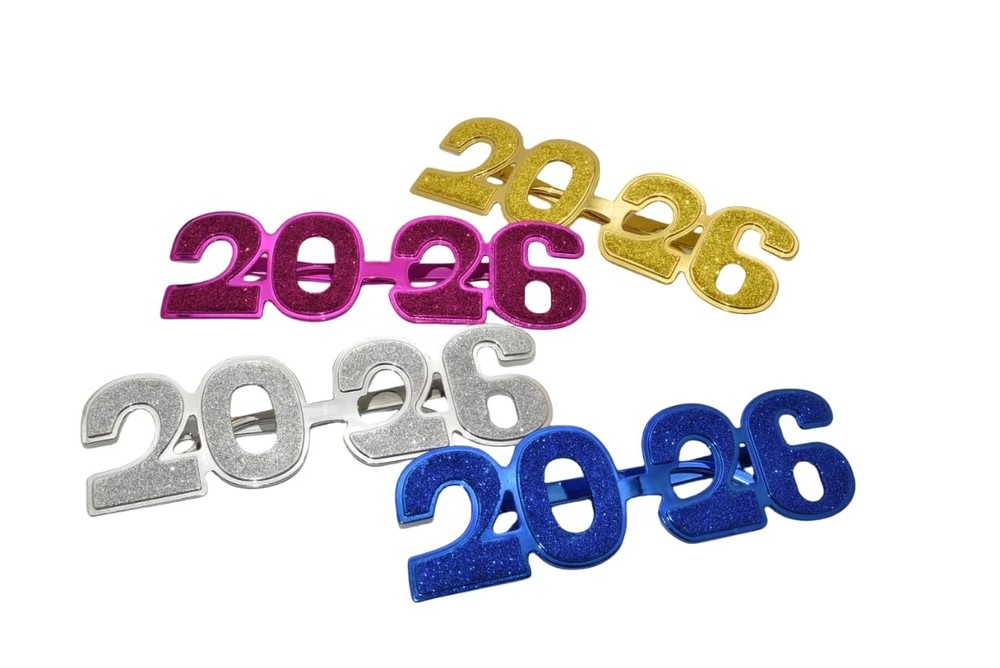 2026 Party Glasses Photo Prop Set Plastic Happy New Year Graduation 4 Pack