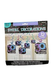 30th Birthday Swirl Decorations 12 Foil Cutouts Happy Birthday Purple Blue