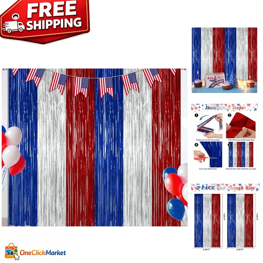 Vibrant 4th of July Streamer Backdrop – Reusable 2 Pack for Festive Events