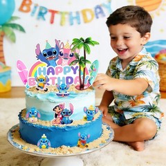 20 Pcs Stitch Cake Decoration Favors Stitch Birthday Party Cake Topper Supplies