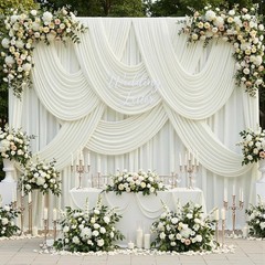 10ft x 15ft Ivory Wrinkle Backdrop Curtains for Parties,Silky Polyester Fabric