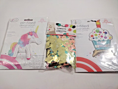 Birthday Celebration Multicolor Paper & Foil Banners, Confetti, Cupcake,Unicorn