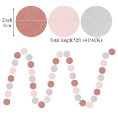 Rose-Gold Pink Silver Party Decorations – 52Ft Paper Rose-gold