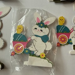 Vtg Hallmark Paper Honeycomb Easter Bunny & Chick Cut Out Table Decor SEE & READ