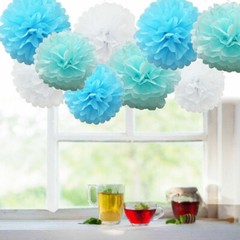 9Pcs Mixed Tissue Paper Pom Poms Hanging Wedding Birthdays Party Decor