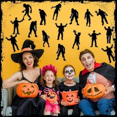 60 Pcs Halloween Zombie Cutouts Creepy Zombie Silhouette Bulletin Board Cutouts
