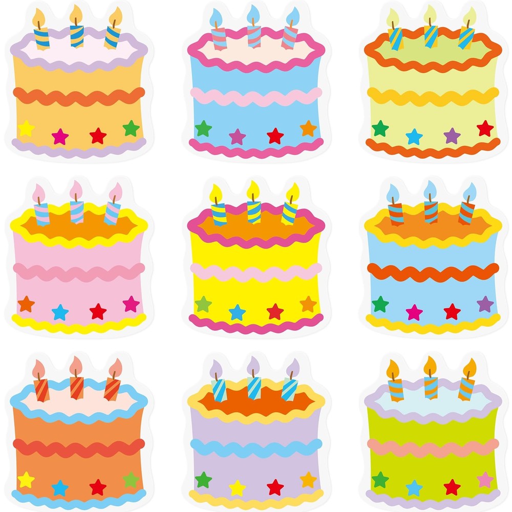 45 PCS Birthday Cake Mini Accents 3 Inch Bulletin Board Cut Outs Colorful