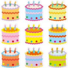 45 PCS Birthday Cake Mini Accents 3 Inch Bulletin Board Cut Outs Colorful