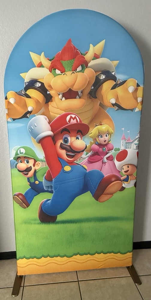 Super Mario Birthday Arch Backdrop Cover