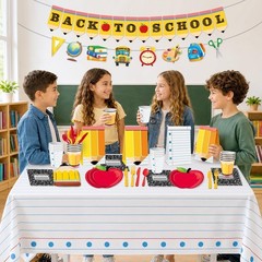 Back To School Party Decorations Set for 24 Guests, 195 Pieces, Classroom-Cut…