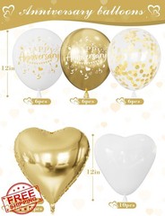 Adeyoo Gold Anniversary Decorations Balloons Banner