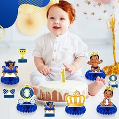 14 Pieces Royal Prince Themed Honeycomb Centerpiece Blue Little Table Decorat…