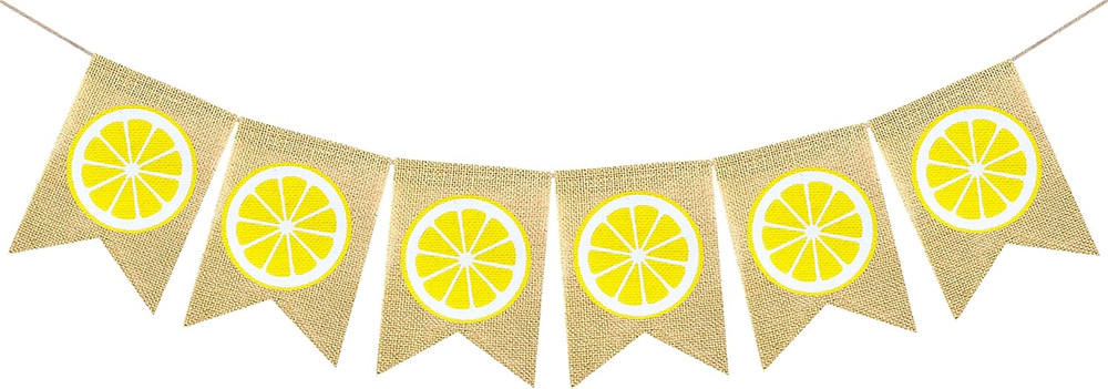 Burlap Lemon Banner Garland Lemon Themed Hanging Bunting Party Decor, Lemonade S
