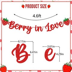 Berry In Love Bridal Shower Banner, Red Glitter