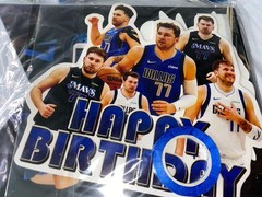Luka Dončić Basketball Birthday Set-Balloons And Banner- Black,blue And White