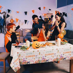 3 Pack Summer Halloween Decorations Plastic Tablecloth Tropical Gothic Halloween