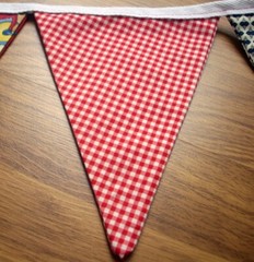 Teddy Bear Print Red, Blue, Yellow, Fabric Party Banner, Cotton, 5 ft long