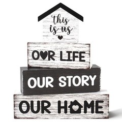 4 Pcs Farmhouse Wooden Tiered Tray Decor, Home Rustic Decorations Gifts for M…