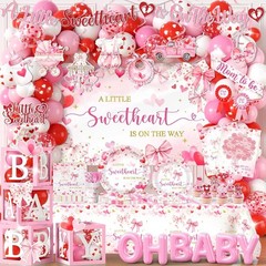 Valentine Sweetheart Baby Shower Party Supplies Tableware and Decorations Set
