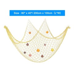 Decorative Fishing Net 40″x80″ Fish Net DECOR with Shell Egg Yellow